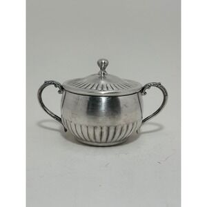 Essay Canada Vintage Silver Plated Sugar Bowl with Lid Gadroon Pattern 173
